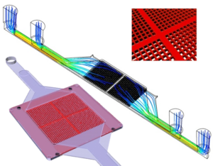 Leberzellreaktor mit Stromlinien Simulation